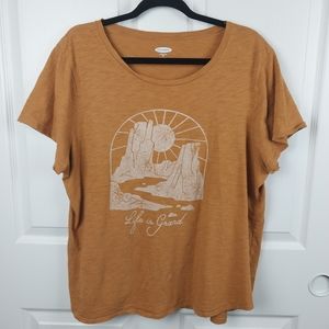 Old Navy Women's XXL Orange Grand Canyon Graphic Short Sleeved Cotton Tee Shirt